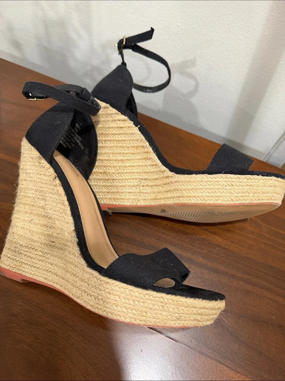 Express Black Espadrille Wedge Sandals with Ankle Strap